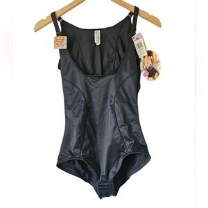 Inspirations Black Torsette Body Briefer Shapewear, Size XL
